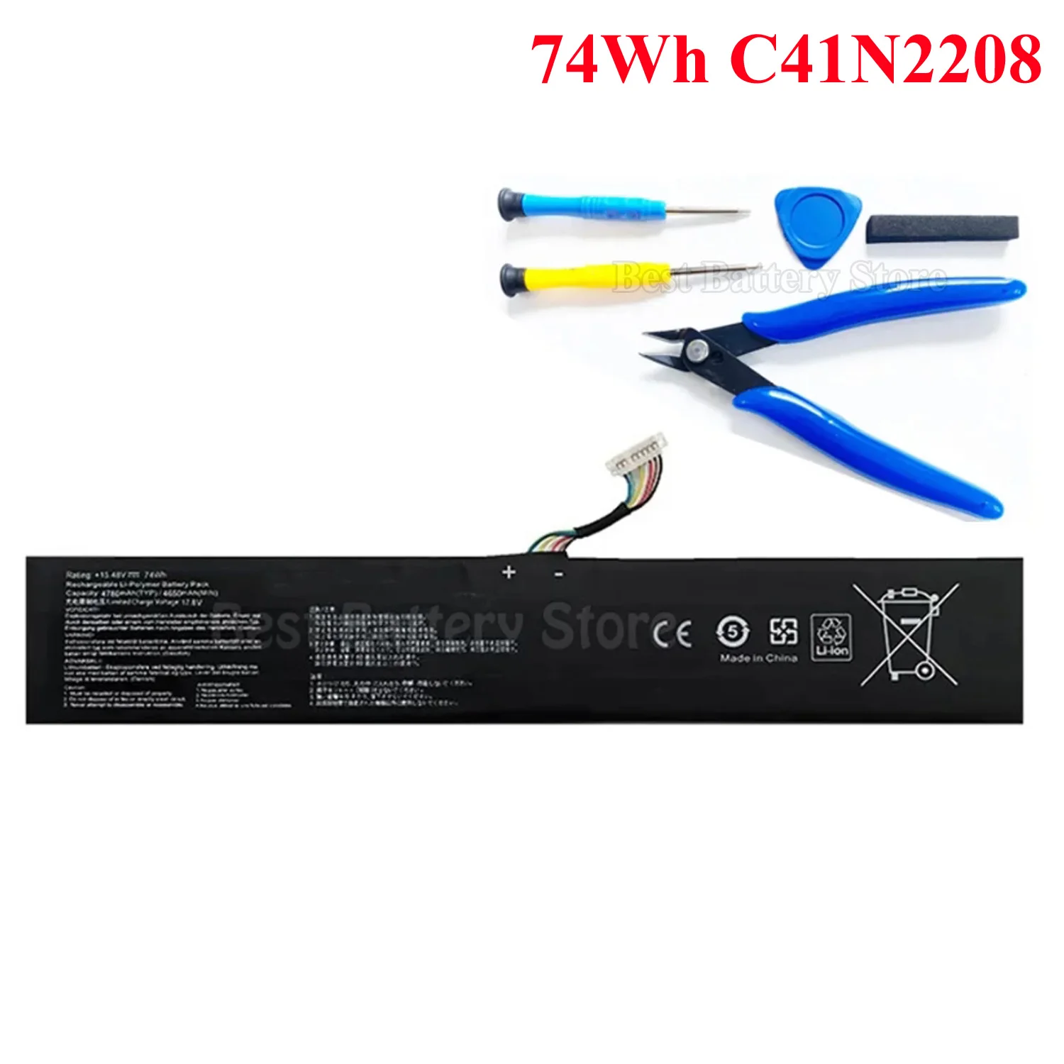 C41N2208 Battery For ASUS ROG ALLY Gaming Handheld series of RC71L/PC71L Expand high capacity of 74Wh mod upgrade Free all Tools image 3