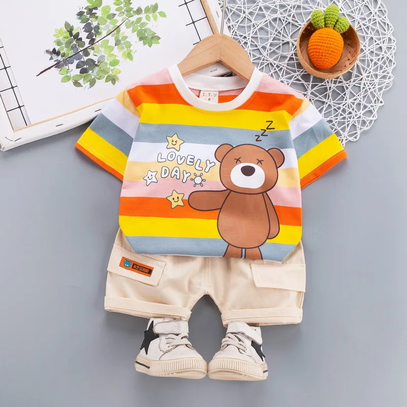 0-4 Year Old Boys and Girls Cute Cotton Summer Clothes Set Children's Short-Sleeved T-Shirt handsome