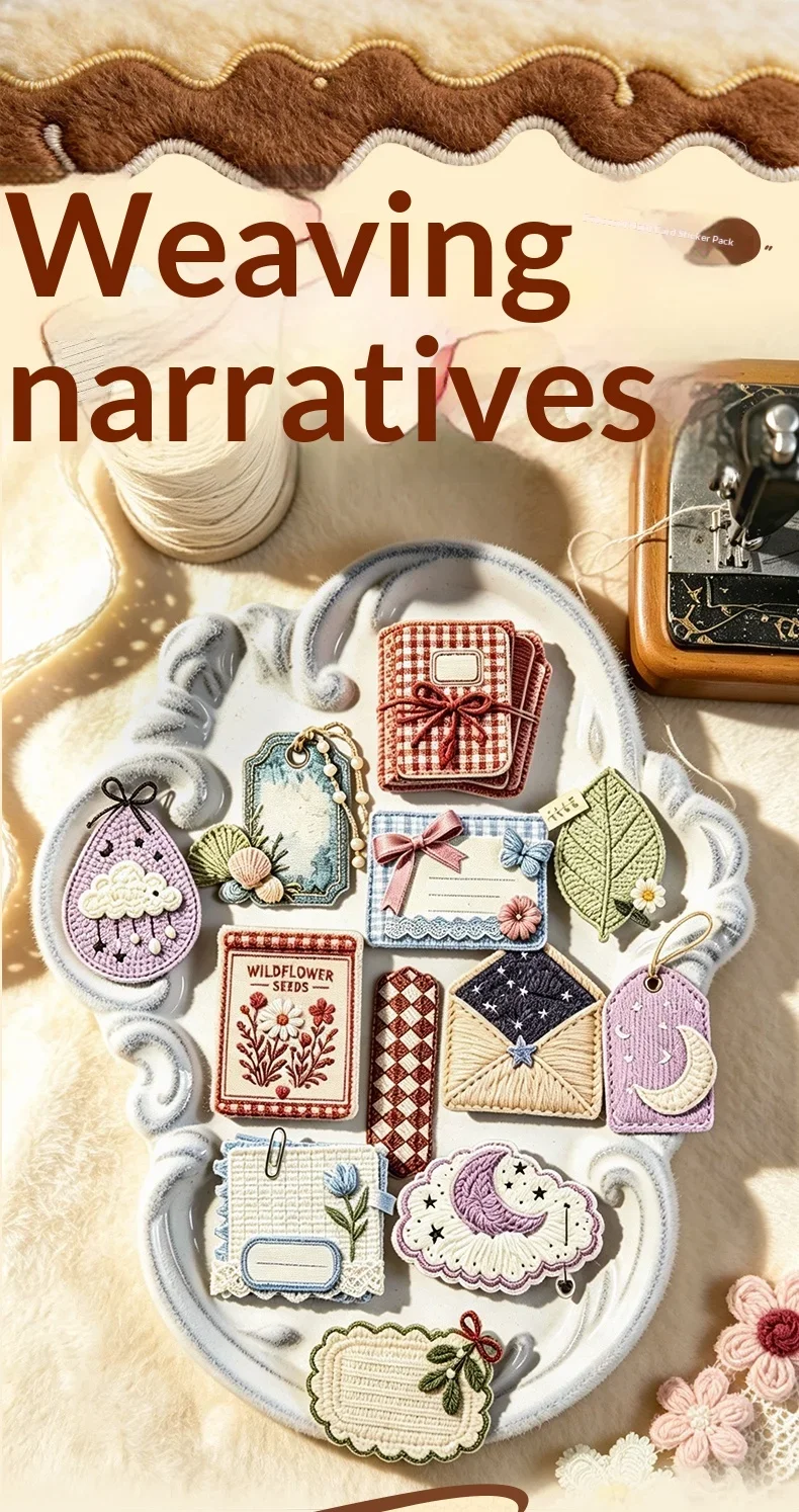 JIANWU Vintage Weave Label Relief Landscape Material Collage Scrapbooking Sticker Creative DIY Journal Stationery