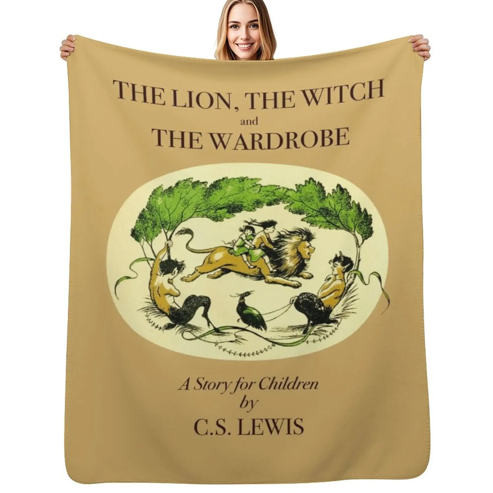 

The Lion The Witch And The Wardrobe Narnia classic vintage cover illustration Throw Blanket Designers Plaid on sofa Blankets