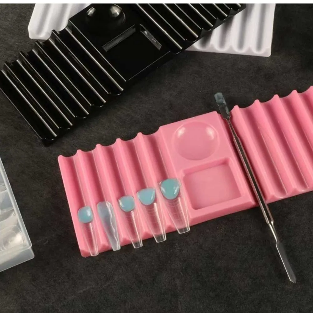 Multi-purpose Dual Form Holder 10-Compartment with Color Palette Plastic Pen Stand Nail Art Tools Holder UV Gel Brush Display