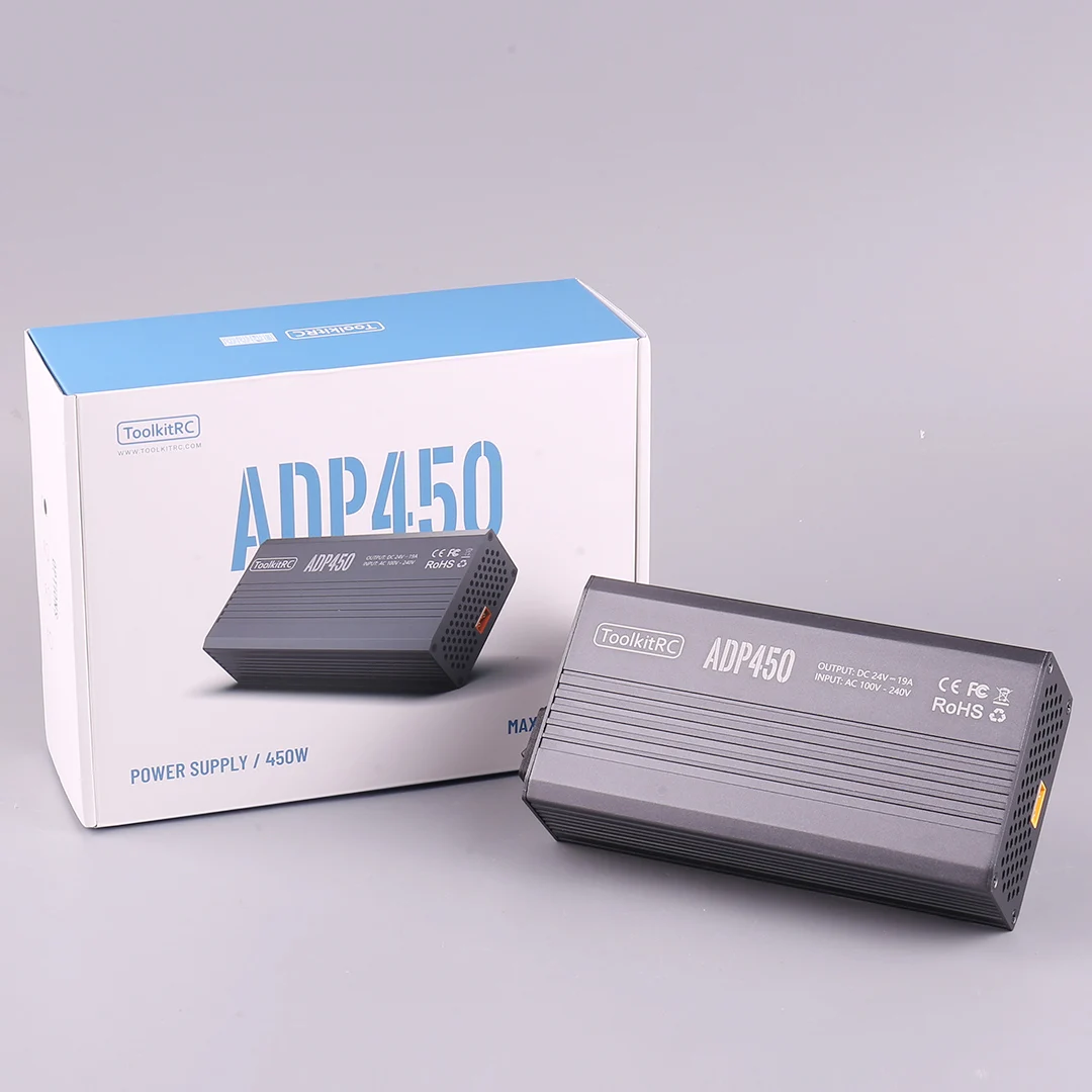 ToolkitRC ADP450 19A Model Airplane Charger 450W Power Supply XT60 Plug 24V Power Adapter for RC Plane