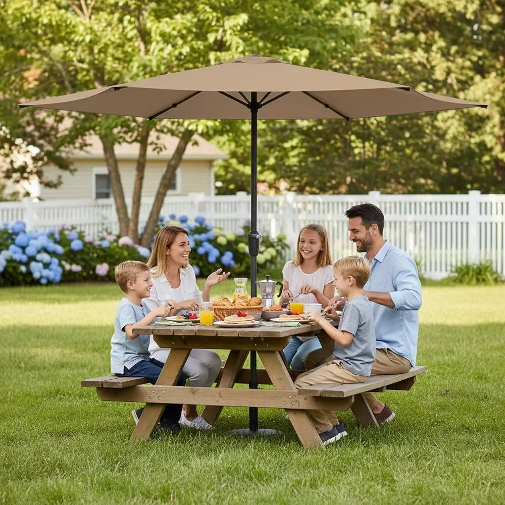 Parasol de Jardin Extérieur 300 x 300 cm en Tissu Polyester Résistant, Structure en Acier Thermolaqué, Toit Ventilé, Installation Rapide, Pop-Up, Décoration Moderne pour Terrasse, Balcon, Patio, Espace Extérieur