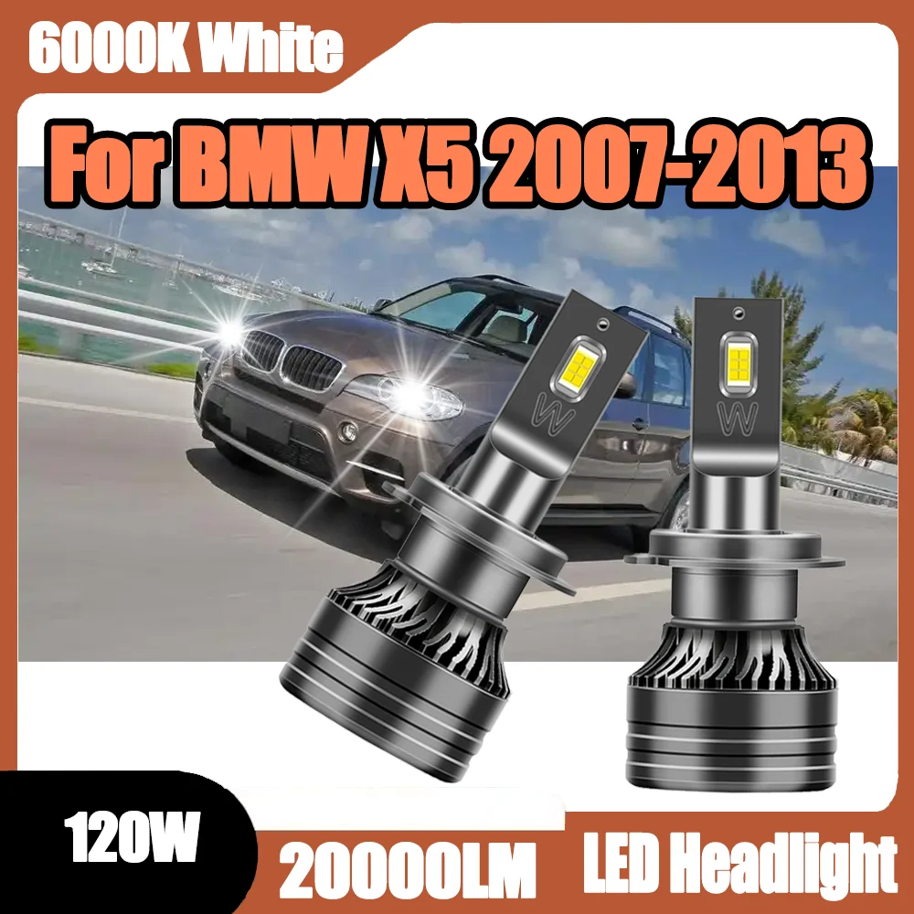 

2PCS 120W Canbus No Error H7 Car Headlight 20000LM LED Headlight 6000K White LED Headlamp 3570 CSP Chips For BMW X5 2007-2013