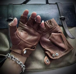 Motorrad handschuhe Sommer Motocross-Schutz ausrüstung Touchscreen-Handschuhe echte Schaffell handschuhe Fahrrad Auto Halb finger handschuhe