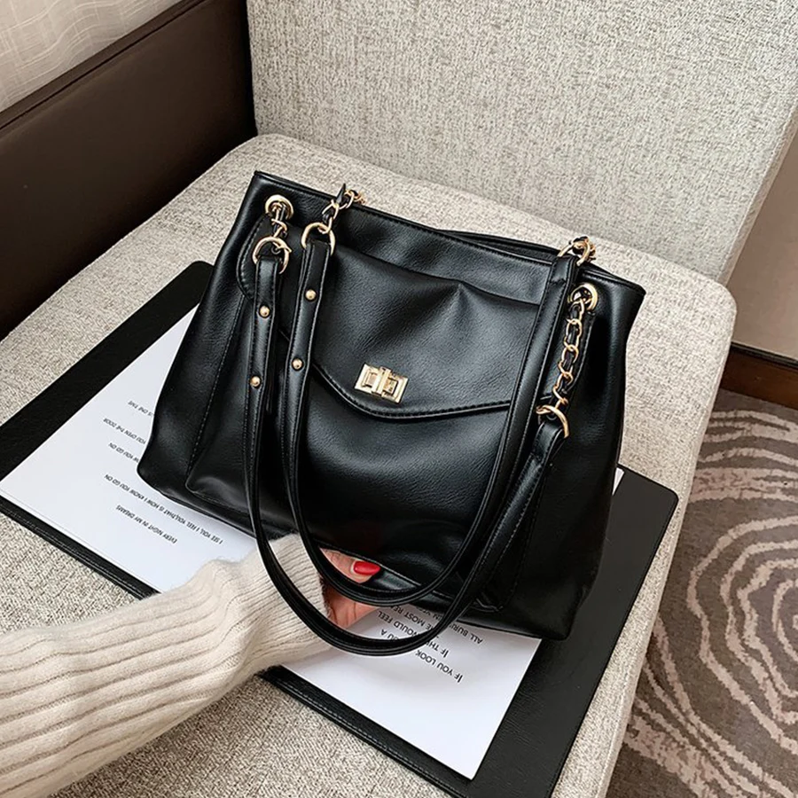 

Women Purse Handbags fashion Soild Color Tote bag large capacity chains underarm shoulder bag ins simple commuter crossbody bags