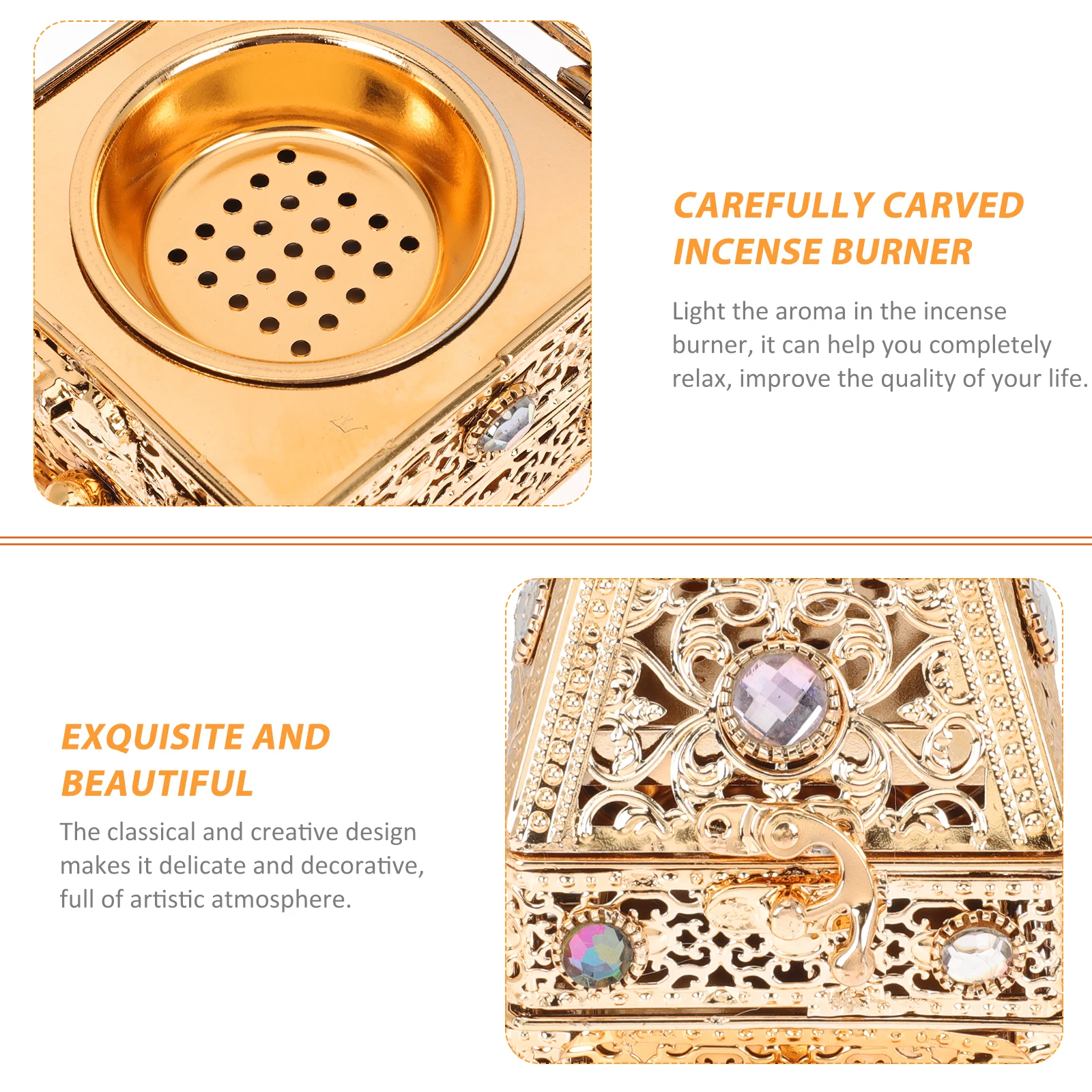 

Metal Incense Burner Arab Style Artistic Aroma Burner Desktop Incense Censer Perfect for Bedroom Office Censer Adornment