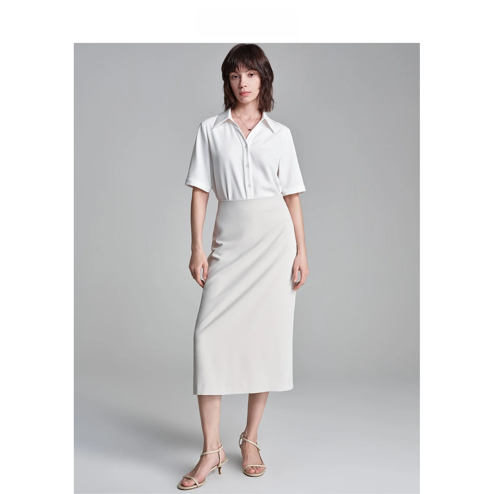 

LeLenth Women's ort Sve irt Profional Collar Interview Commute Career Set Polyester Color Slim Fit Button up