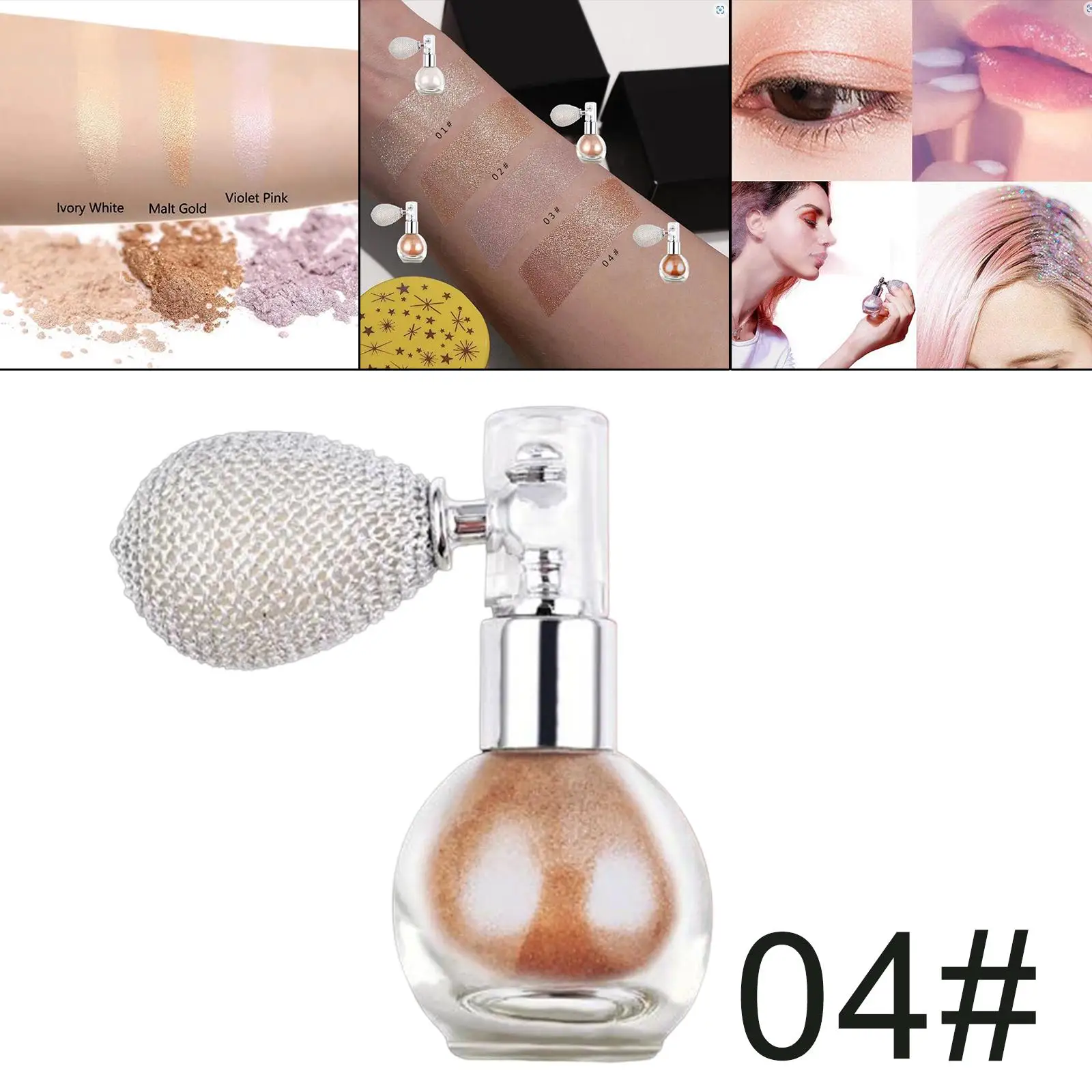 Highlighter Powder Spray Glitter Lighter Makeup Face Body Bronzer Cosmetic Tools Beauty Glow Up for Women