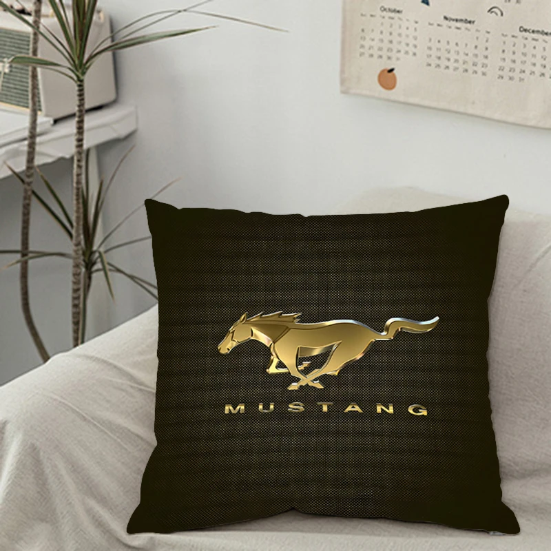 Pillow Cover iving room bedroomo office car Throw Pillows Square Pillowcase Fashion car logo F-Ford Mustangs Home Decor boy