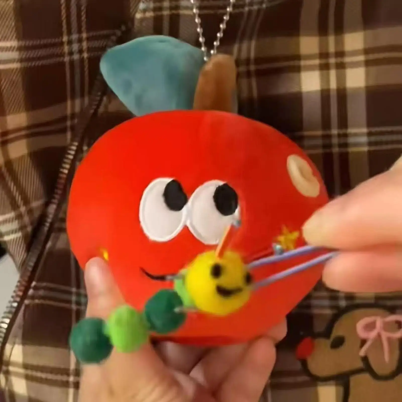 과일 플러시 장난감 내장형 작은 동물 모양 봉제 인형 장식품 어린이 성인용 가정 여행 학교 책상 가방 열쇠고리