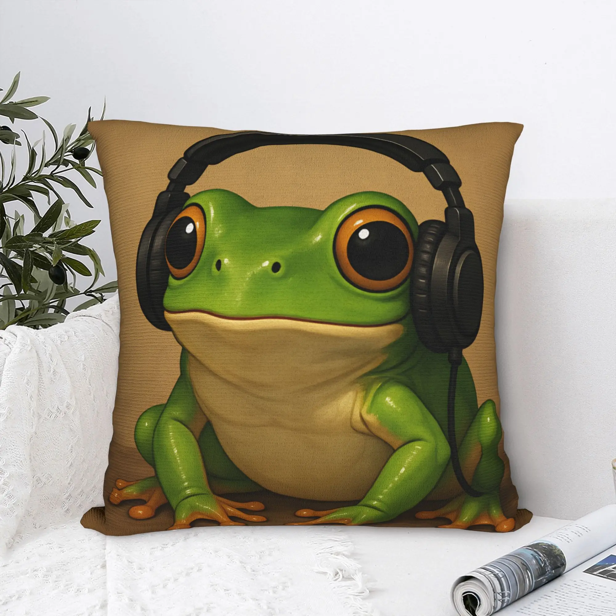 Pillow Case Gentleman Frog Comfy  Pillow Cover For Sofa Home Decor Retro Trendy Pillowcases