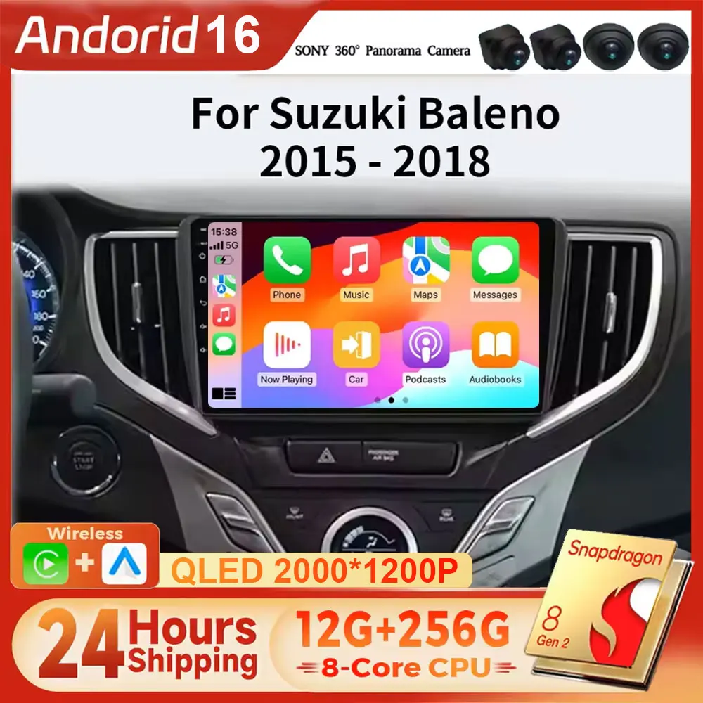 For Suzuki Baleno 2016 - 2022 Android16 Car radio Radio Multimedia Player Wireless Carpla GPS Navigation DVD 5G High-performance