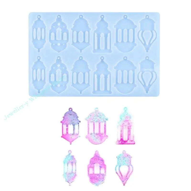 

R7UF Keychain Resin Mold Castle Shaped Earring Pendant Silicone Molds for DIY Epoxy