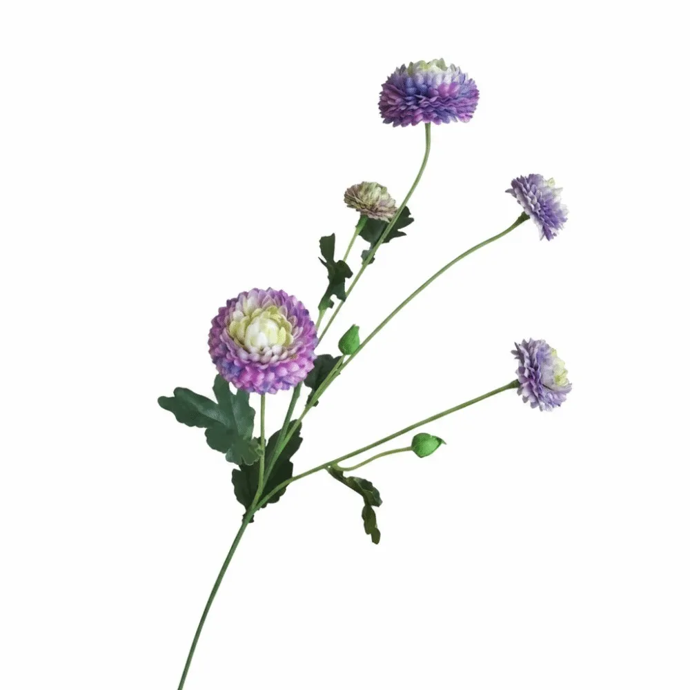 

5 Heads Artificial Chrysanthemum Flowers Silk Material Multicolor Fake Plants High Quality With Leaf
