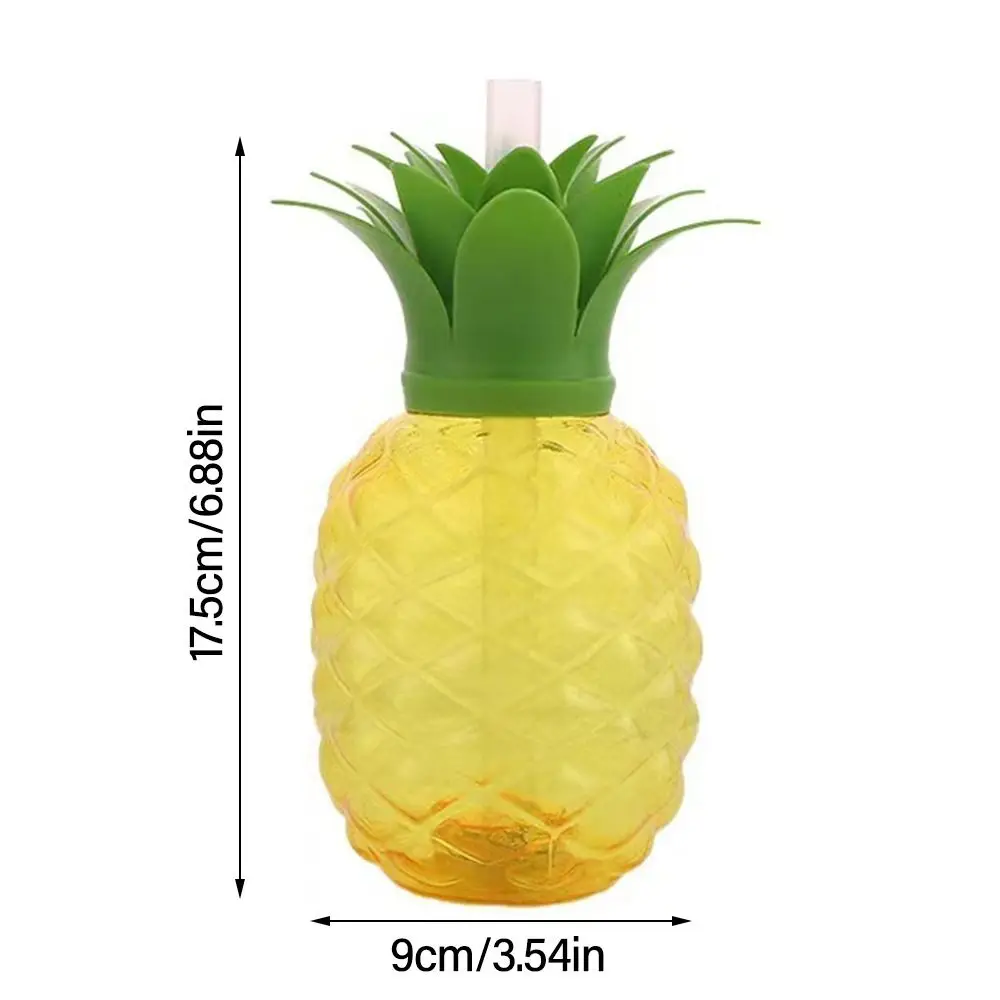 Creative Cartoon Fruit Summer Straw Cup Food Grade Plastic Strawberry Pineapple Watermelon Water Bottle Tea Milk Juice Bottle