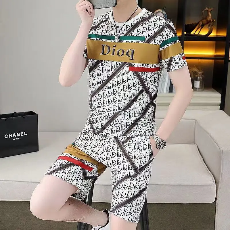 2025 Short-sleeved Trendy Summer Casual New Men's Suit T-shirt Shorts Trendy Handsome T-shirt Set Conjuntos De Ropa Para Hombre