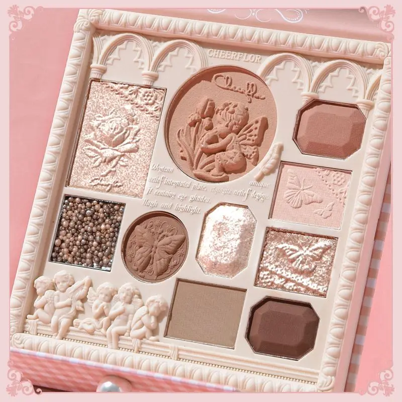 Angel Relief Embossed Eye Shadow Plate, Blush Highlight, Maquiagem Integrada, Paleta de Beleza, Multi-Color, Multi-Purpose