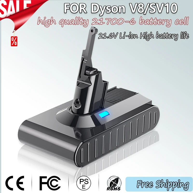 Para batería Dyson V8 SV10 21,6 V 21700, alta eficiencia, rendimiento óptimo, Compatible con batería Dyson