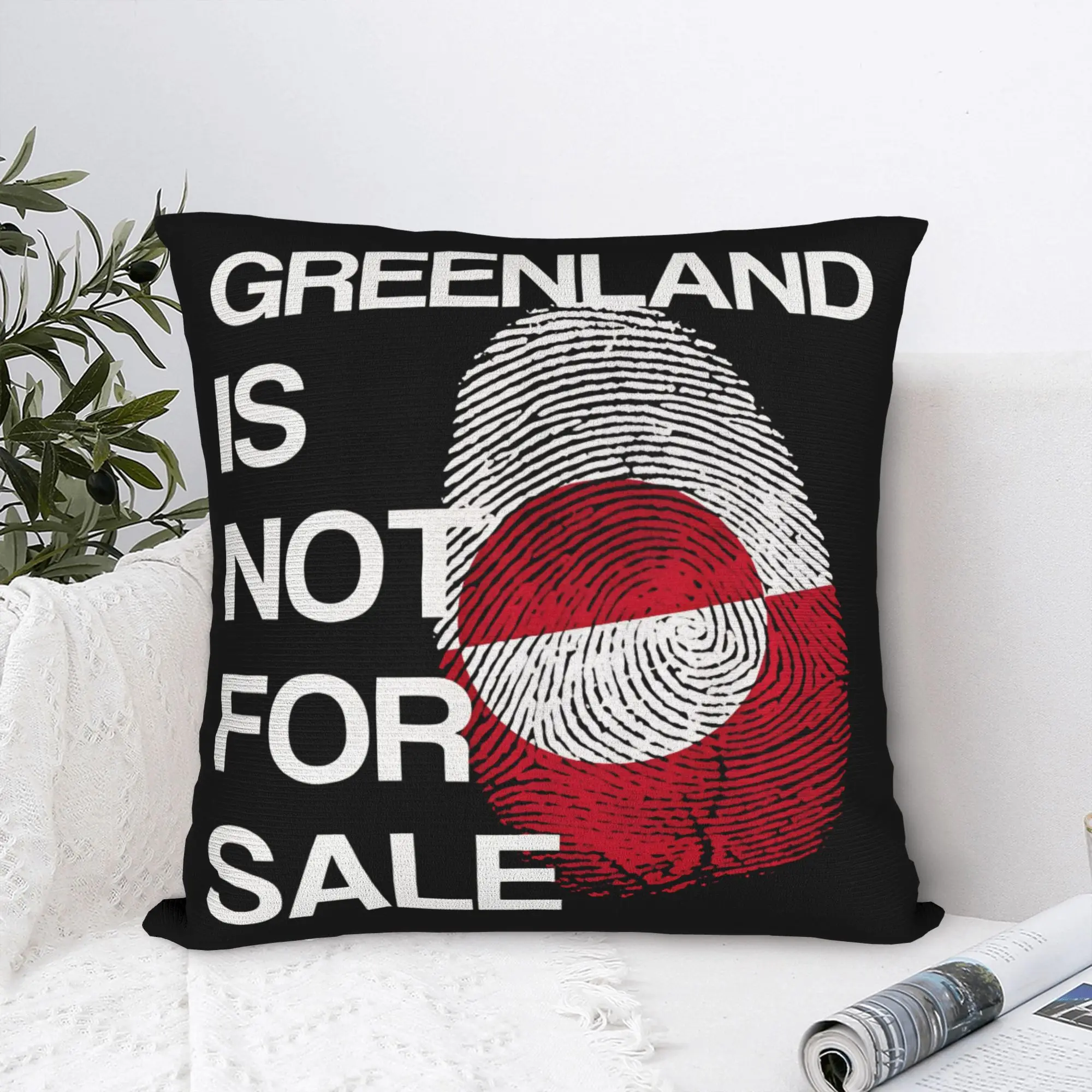 Greenland Is Not For Sale Pillow Case  Retro Trendy Pillow Cover Print Pillowcases For Couch Sofa Bedroom