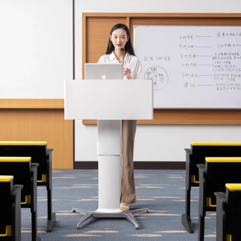 Movable Lifting Podium School Classroom Meeting Room Training Reception Desk Welcome Desk Podium Table Podium