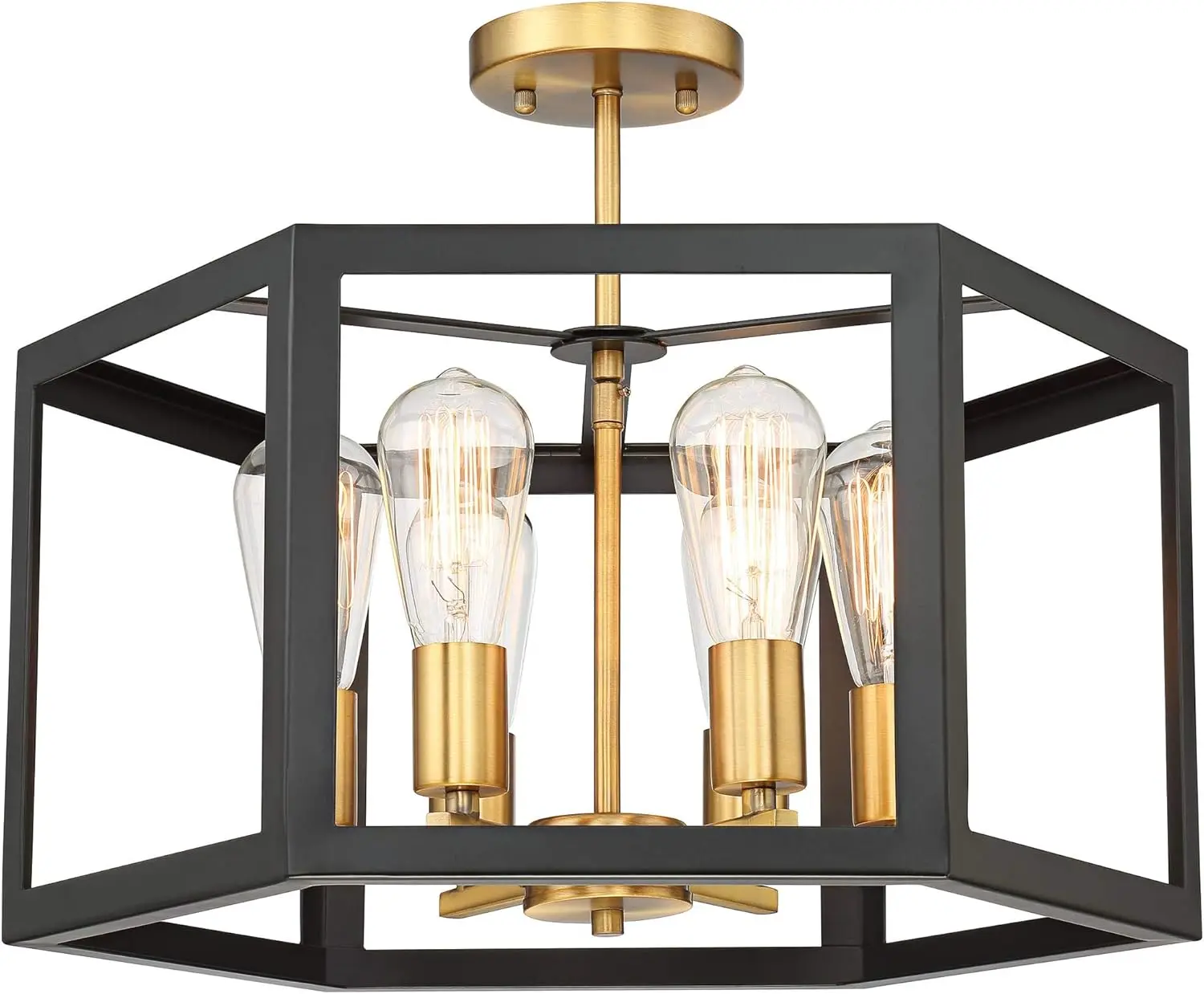 Possini Euro Design Beni Industriële Rustieke Boerderij Plafondlamp Semi Flush-Mount Armatuur 20 "Breed Antiek Bronzen Goud 6 Open