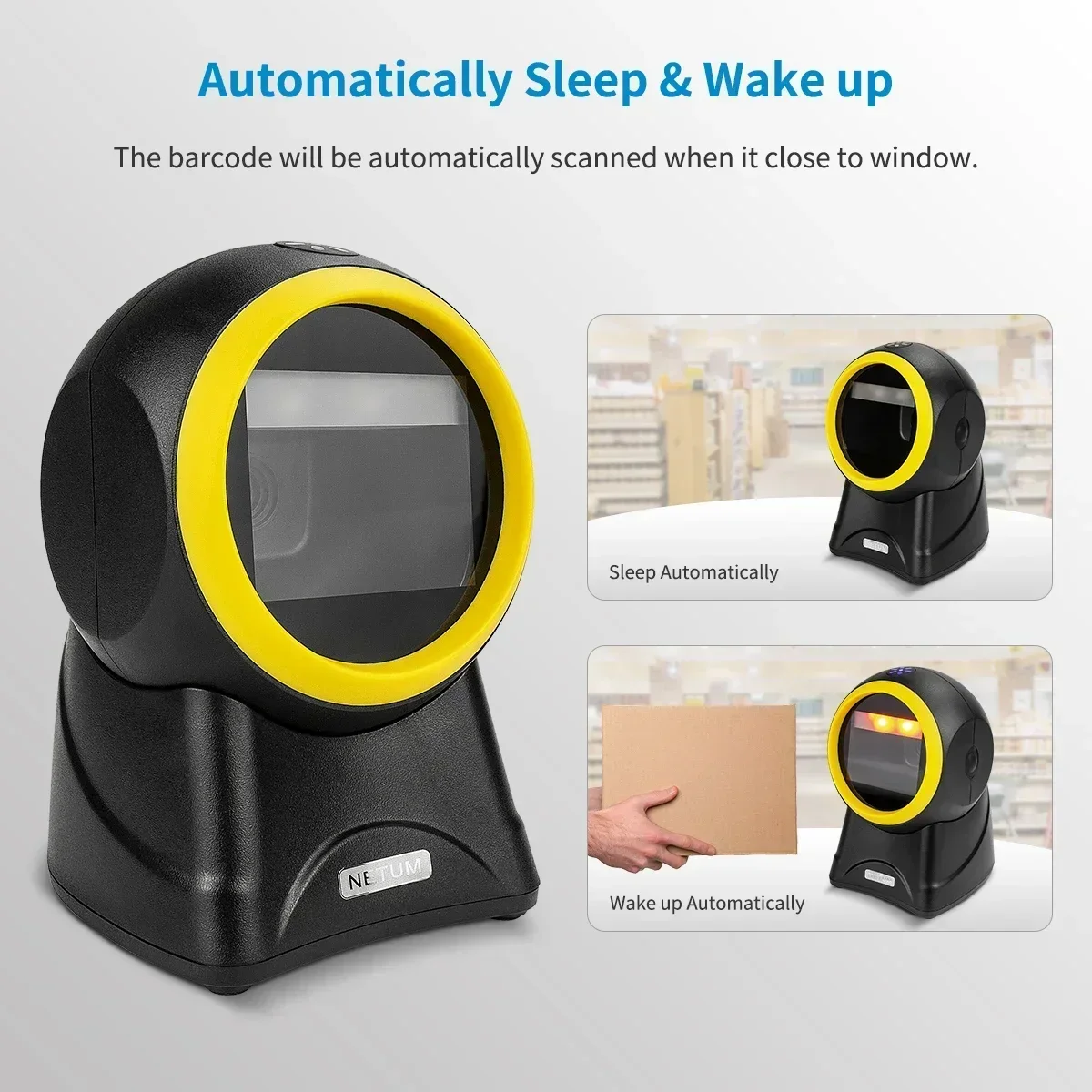 Ventas calientes Escáner de código de barras de código QR omnidireccional Detección automática de imágenes para tienda minorista de biblioteca de supermercado