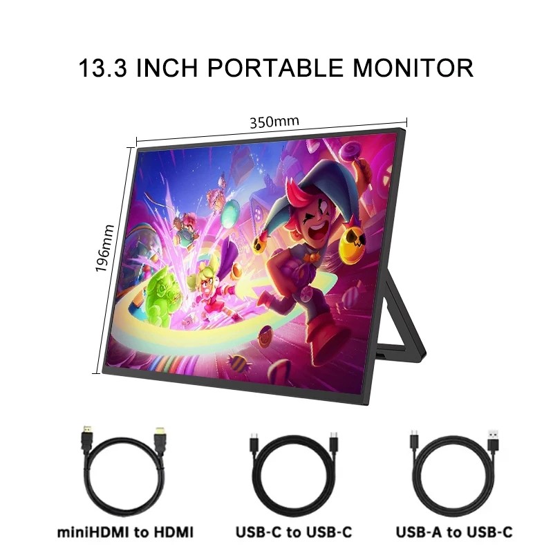 

13.3Inch 3840x2160 4K Portable Monitor UHD IPS USB-C HDMI 100%SRGB Gaming Travel Display For Computer PS3/PS4 Switch Mini Tablet