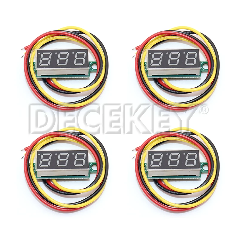 4pcs Digital Mini Digital Voltmeter 0.28Inch Three-Line 0-100V Digital Voltmeter Gauge Tester LED Display Panel Voltmeter