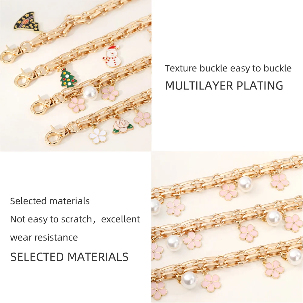 Bag Strap Extender Chain Flower Butterfly Pearl Pattern Handbag Shoulder Bag Extension Strap DIY Convert Crossbody Bag Accessory