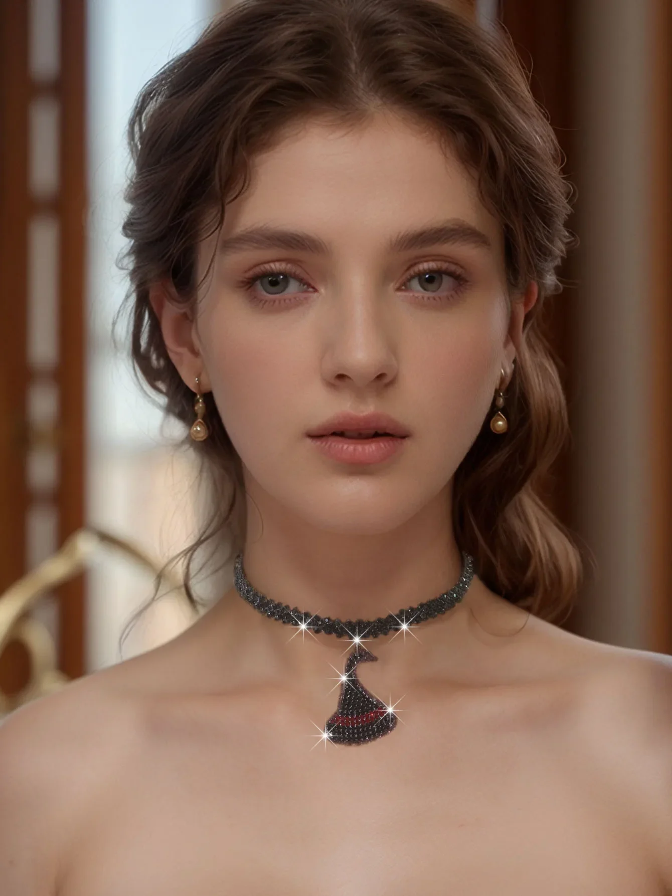 1 Piece Witch Hat Pendant Necklace Halloween Accessory Black Copper Inlaid Rhinestone Women's Collarbone Chain