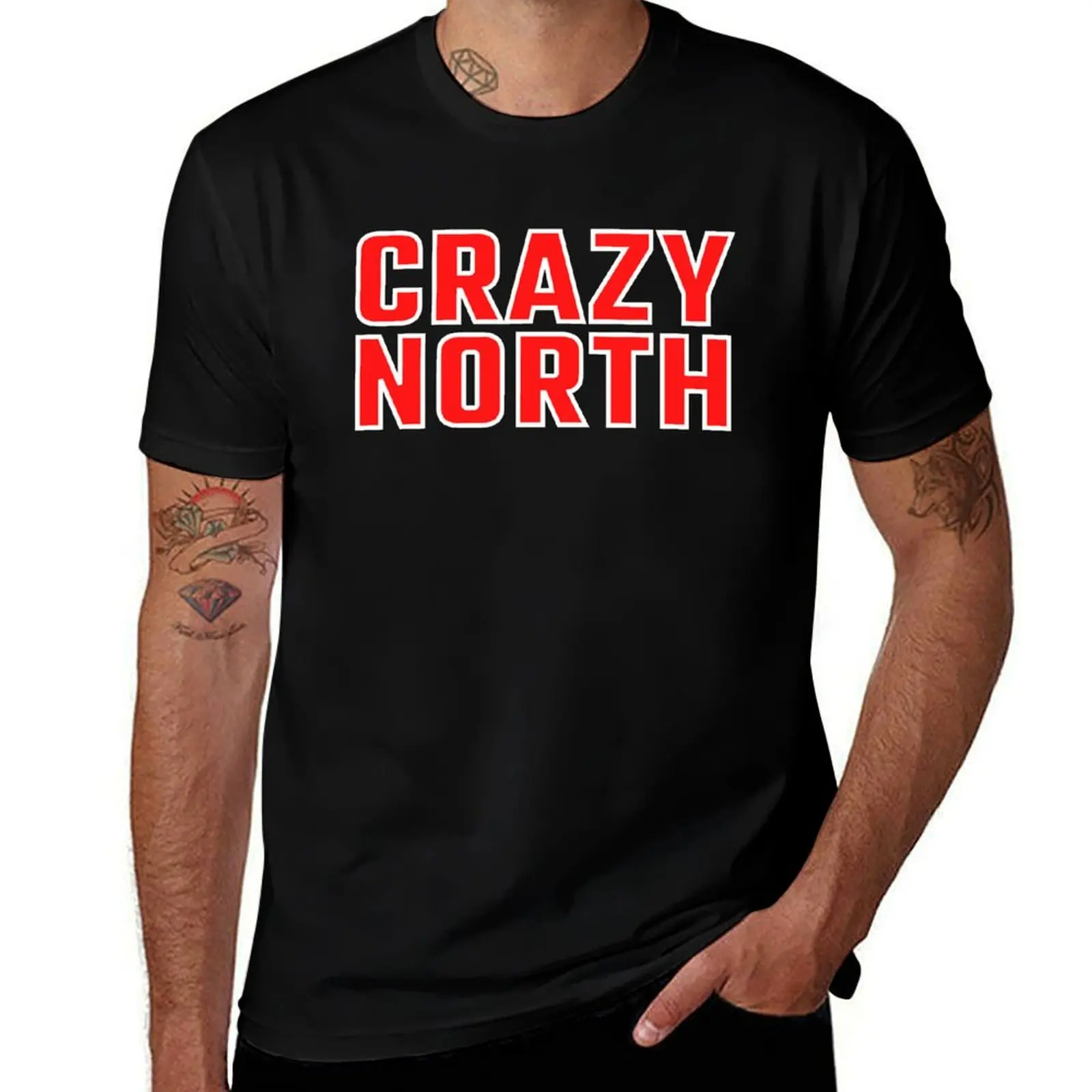 Crazy North Red Text / Red Star Belgrade Fans T-Shirt Modern Style Print T-Shirt