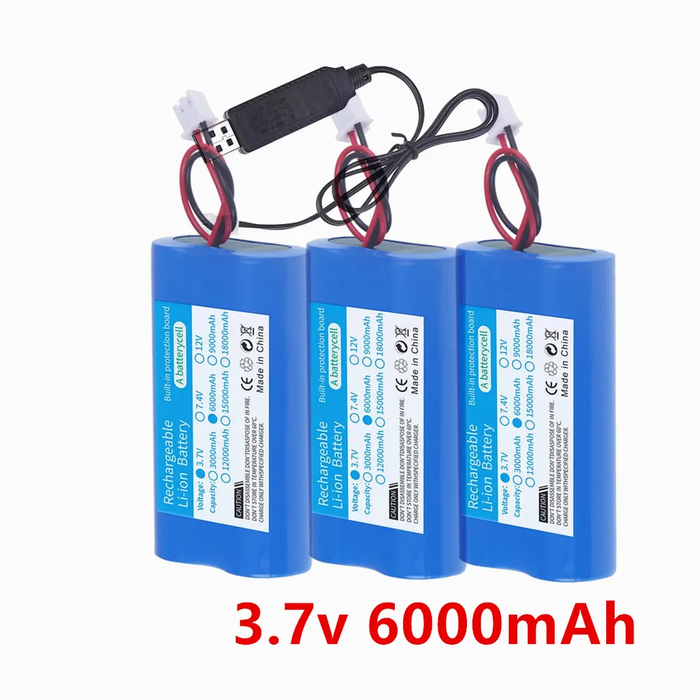 3.7V 18650 lithium battery pack 6000mAh Rechargeable battery group with XH2.54 Plug for monitoring equipment, protection board
