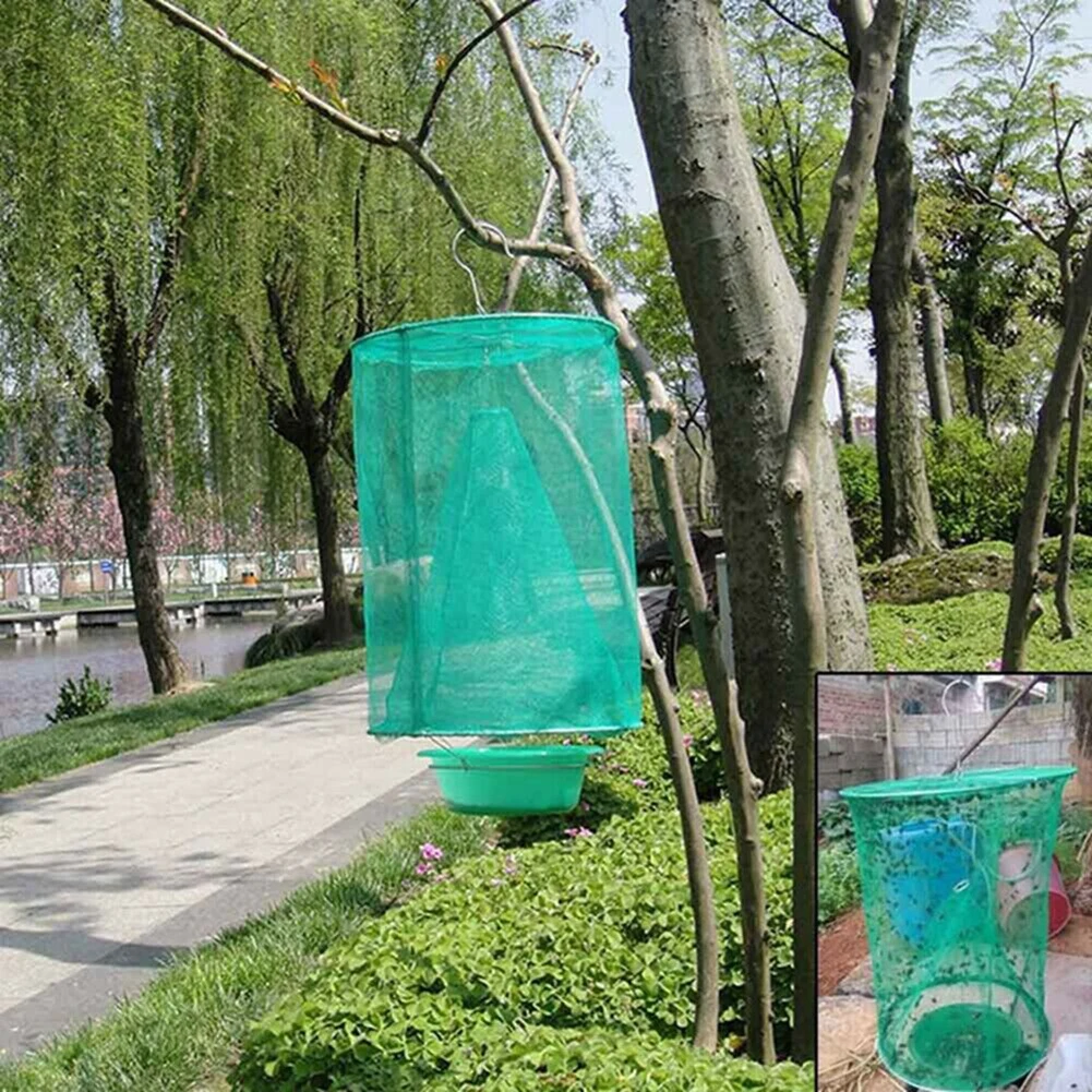 Health 1PCS Pest Control Reusable Hanging Fly Catcher Killer Flies Fly trap Zapper Cage Net Trap Garden Home Yard Supplies