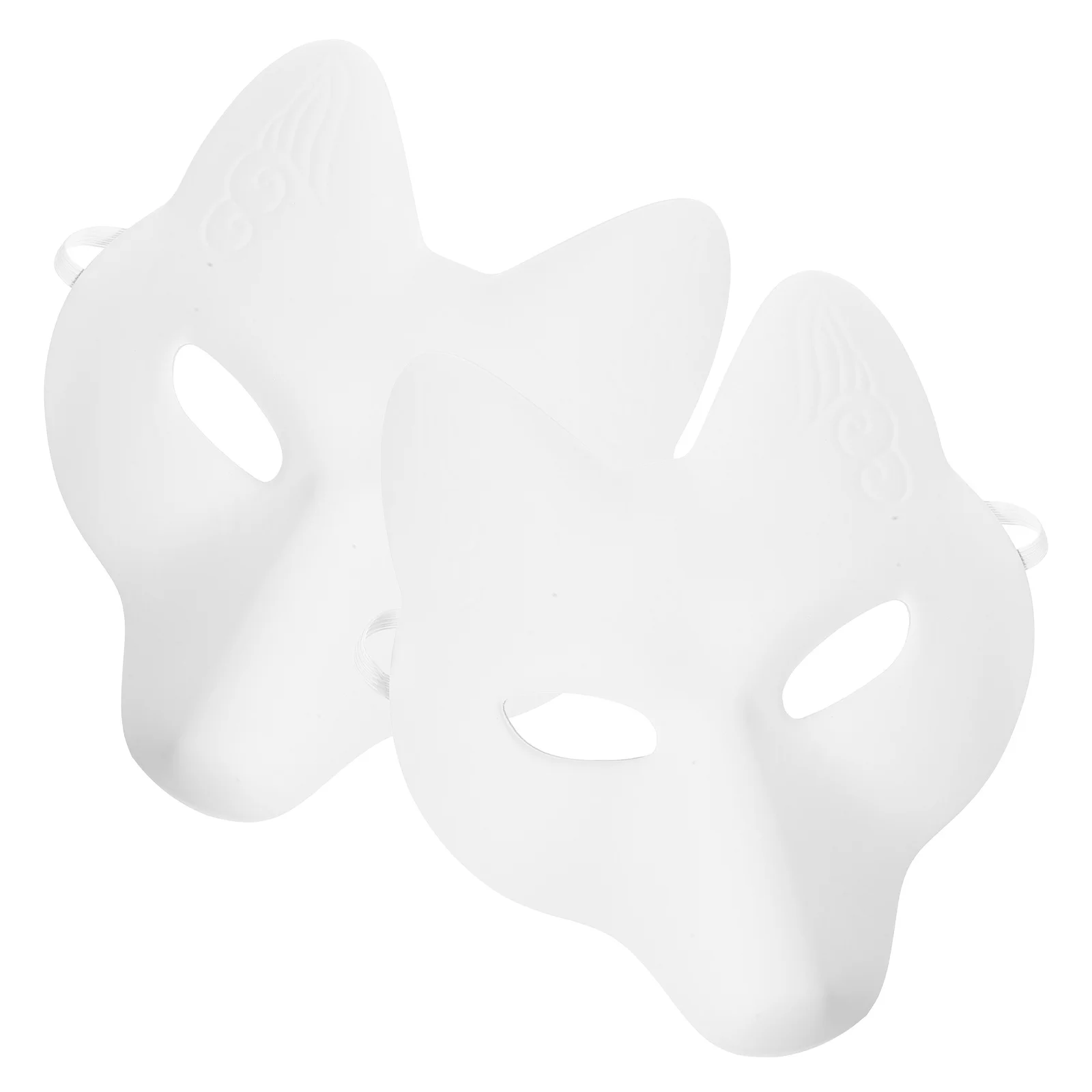 

2pcs Fox Mask For Adults Halloween Animal Blank Unpainted Diy Mask Craft Pu Durable Masquerade Party Decoration Supplies