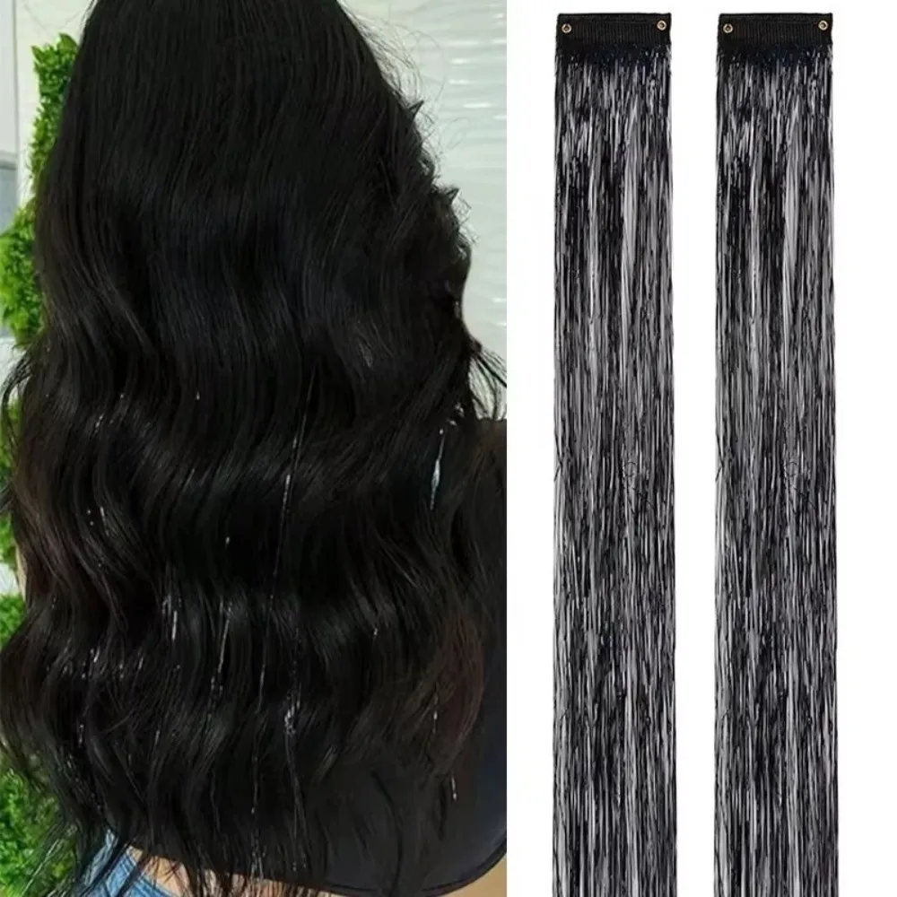 Highlights Clip Clip in Hair Extensions Fairy Hair Synthetic Hair Highlights Long Straight Glitter Colorful Wig Hairpieces