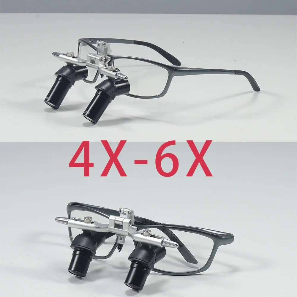 

Бинокулярные лупы для стоматологии 4-6X, увеличительные очки 48 ° Широкоугольные стоматологические лупы для предотвращения шейного спондилоза без LED-подсветки
