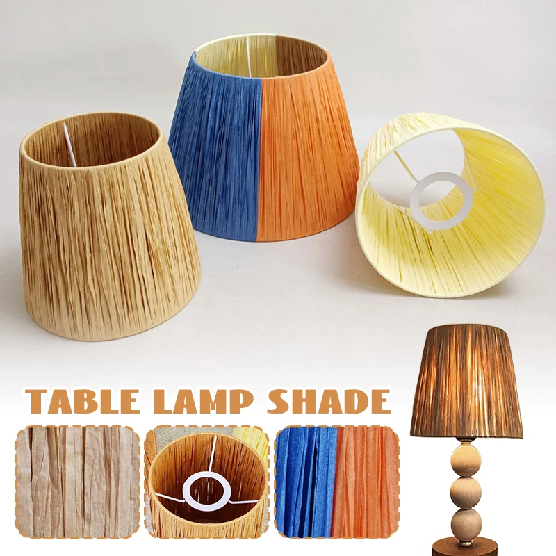 

Table Lampshade Raffia Vintage Fixture Shade Handwoven Bohemian Easy Installation European Style for Living Room Home Bedside