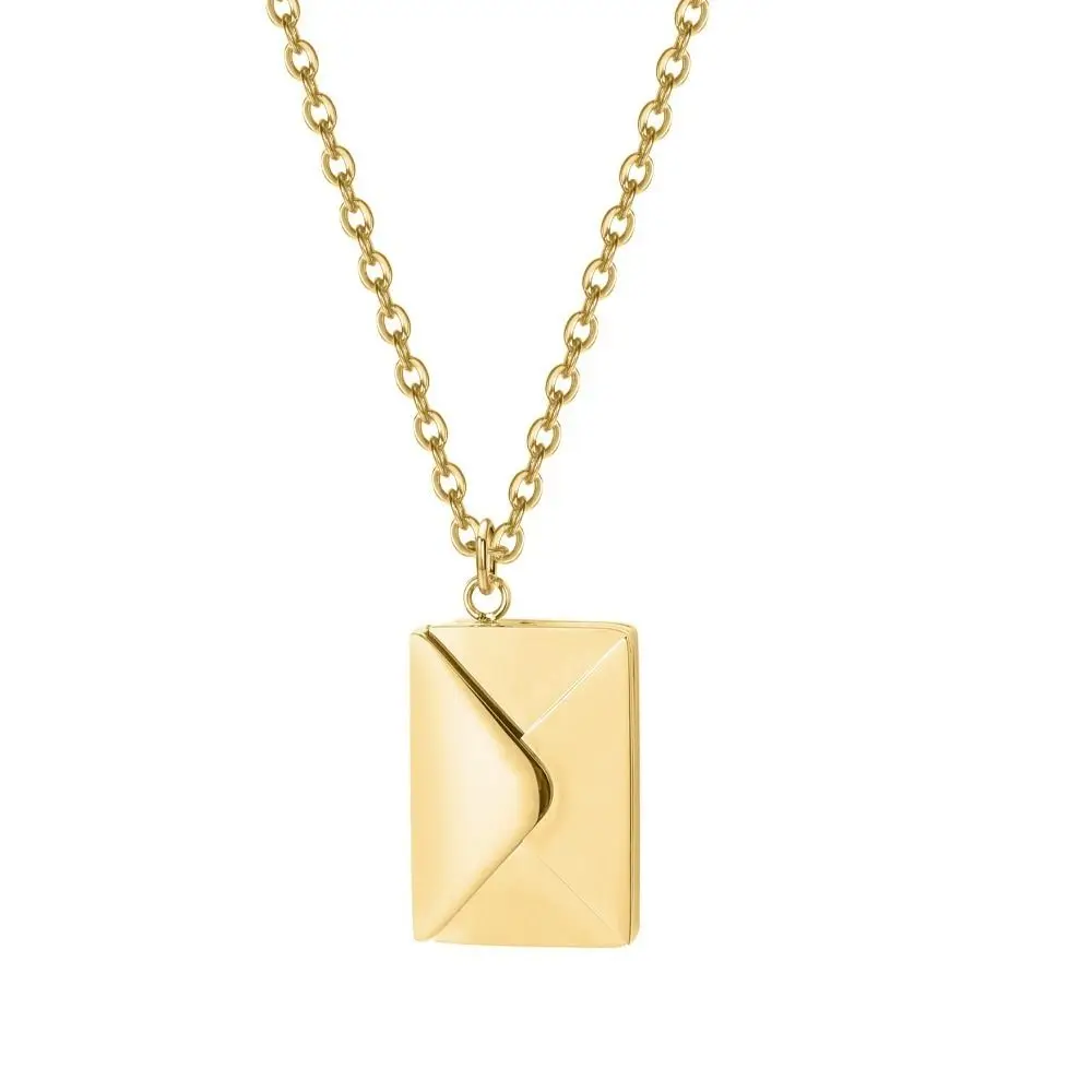 Fashion Confession Love Letter Pendant Neck Chain Gold Color Envelope Necklace Colar Ins Stainless Steel Jewelry Valentine Day