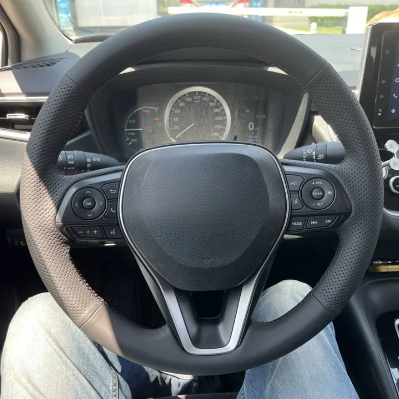 

Braid Car Steering Wheel Cover Wrap Hand Sewing Comfy Microfiber Leather For Toyota Avalon Camry Crown Corolla 2018-2022 RAV4