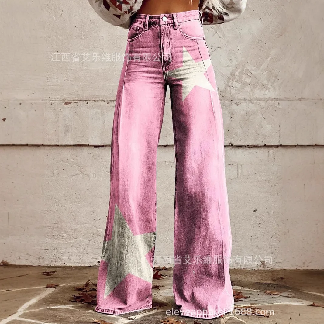 플레어 팬츠 맘진 여성 부츠컷 바지 데님 미드웨이스트 빈티지 워싱 디스트레스드 스트리트웨어 가을 Y2K 롱 팬츠