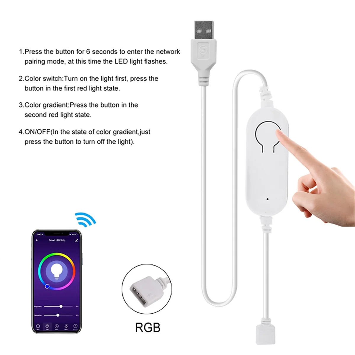 Tuya pengontrol LED WiFi RGB, DC 5V USB Dimmer mode Timer untuk 2835 5050 RGB lampu Strip Led Smart Life App App