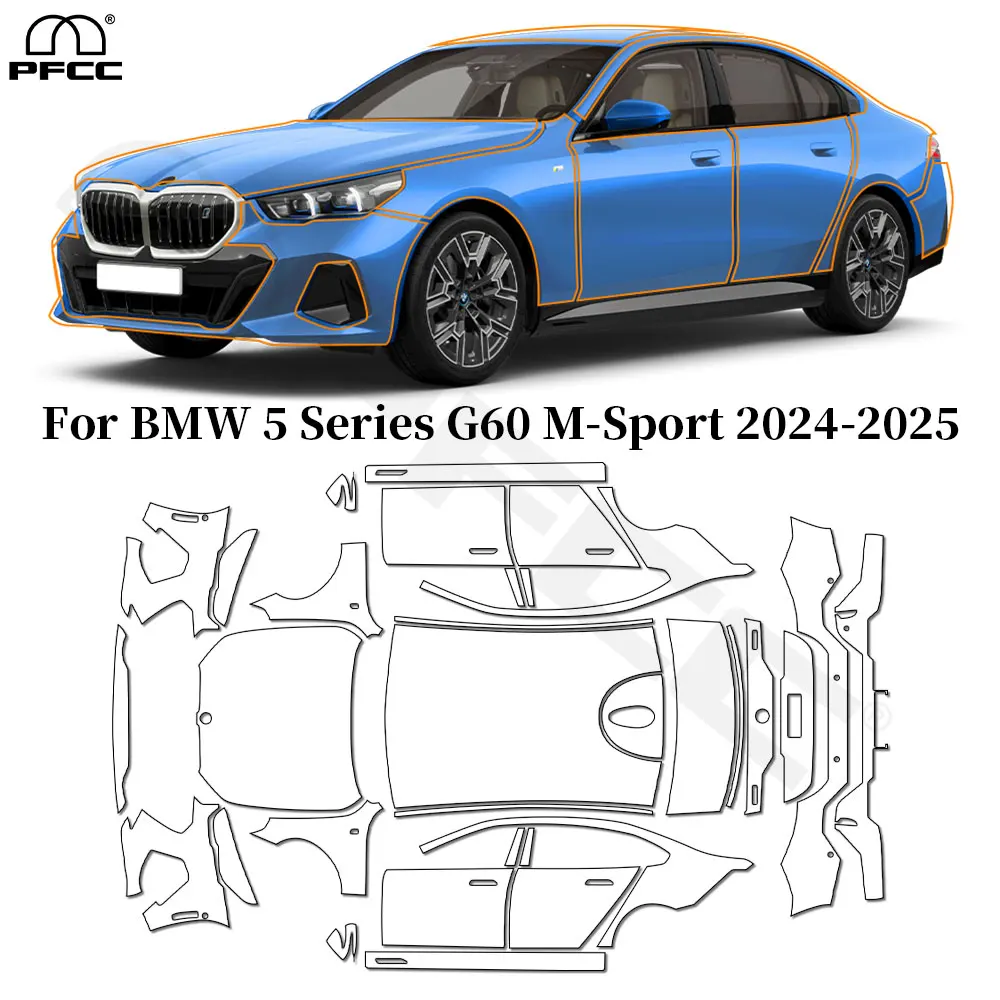 

Для BMW 5 серии G60 M Sport 2024 2025 Защитная пленка из ТПУ для краски, защита от царапин, кузов автомобиля, прозрачный бюстгальтер, предварительно вырезанный, устойчивый к PPF, невидимый