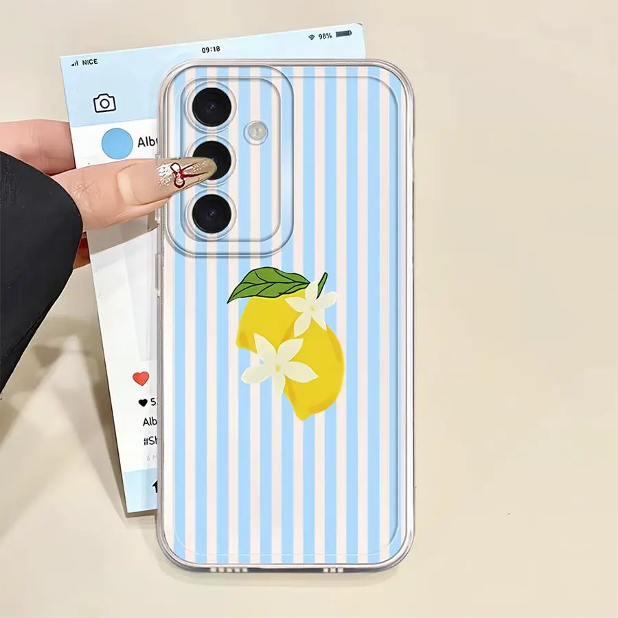 Funda para Samsung Galaxy A33 A52 A26 A24 A25 A51 A34 A35 A52 A31 A54 A15 A55 A23 A14 A16 A36 A13 A56 A50, diseño de rayas de limón