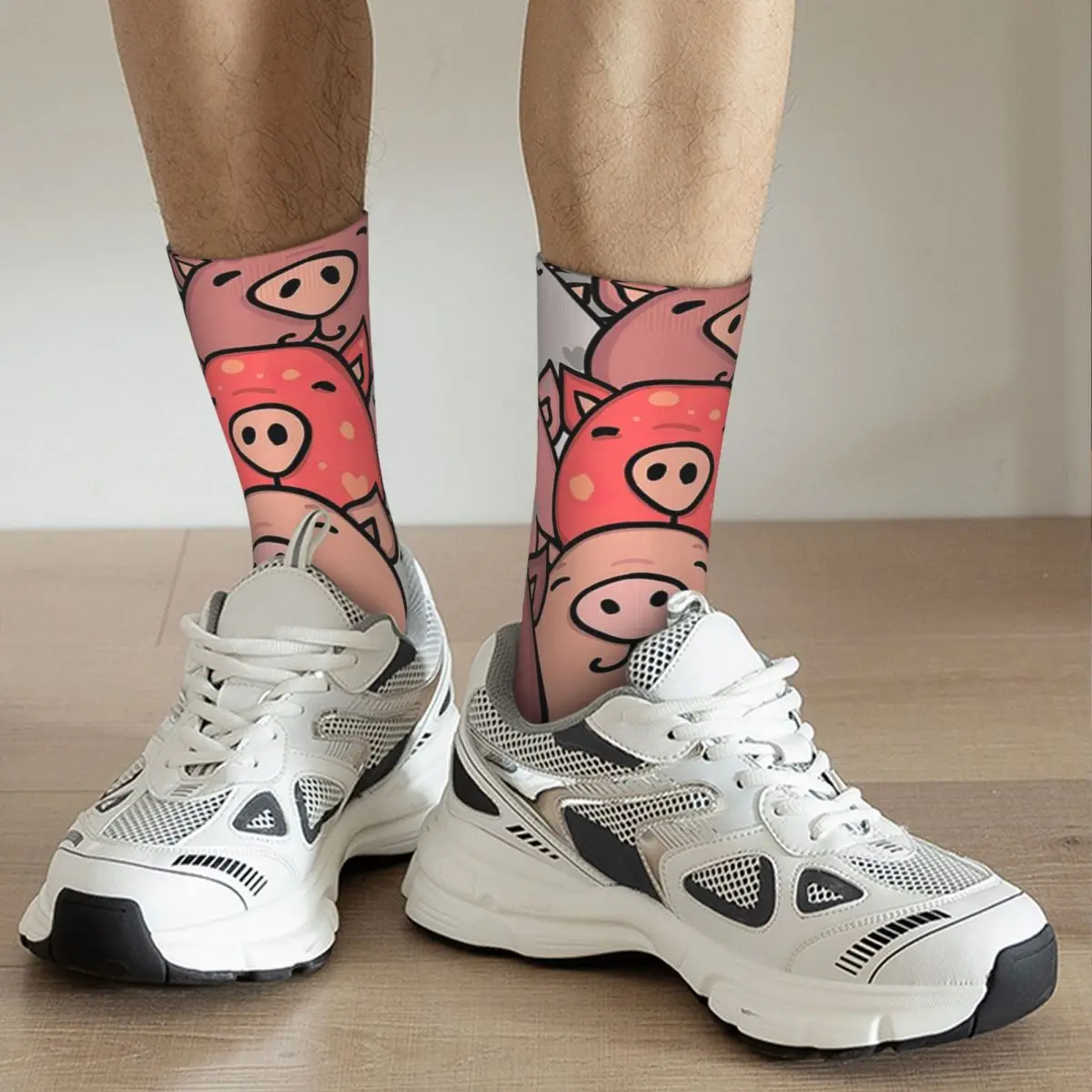 Cartoon Pink Pig Piggy Animal Pattern Socks Harajuku Super Soft Stockings All Season Long Socks for Unisex Valentine's Day Gifts