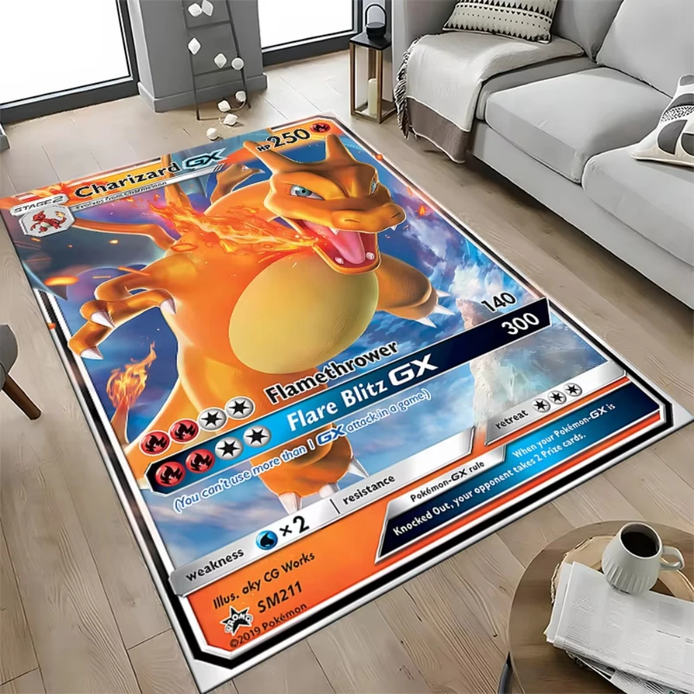 

MINISO Pokemon Card Pikachu Charizard Cartoon Carpet Japanese Game Bedroom Bedside Floor Mat Kid's Room Cloakroom Playing Mat