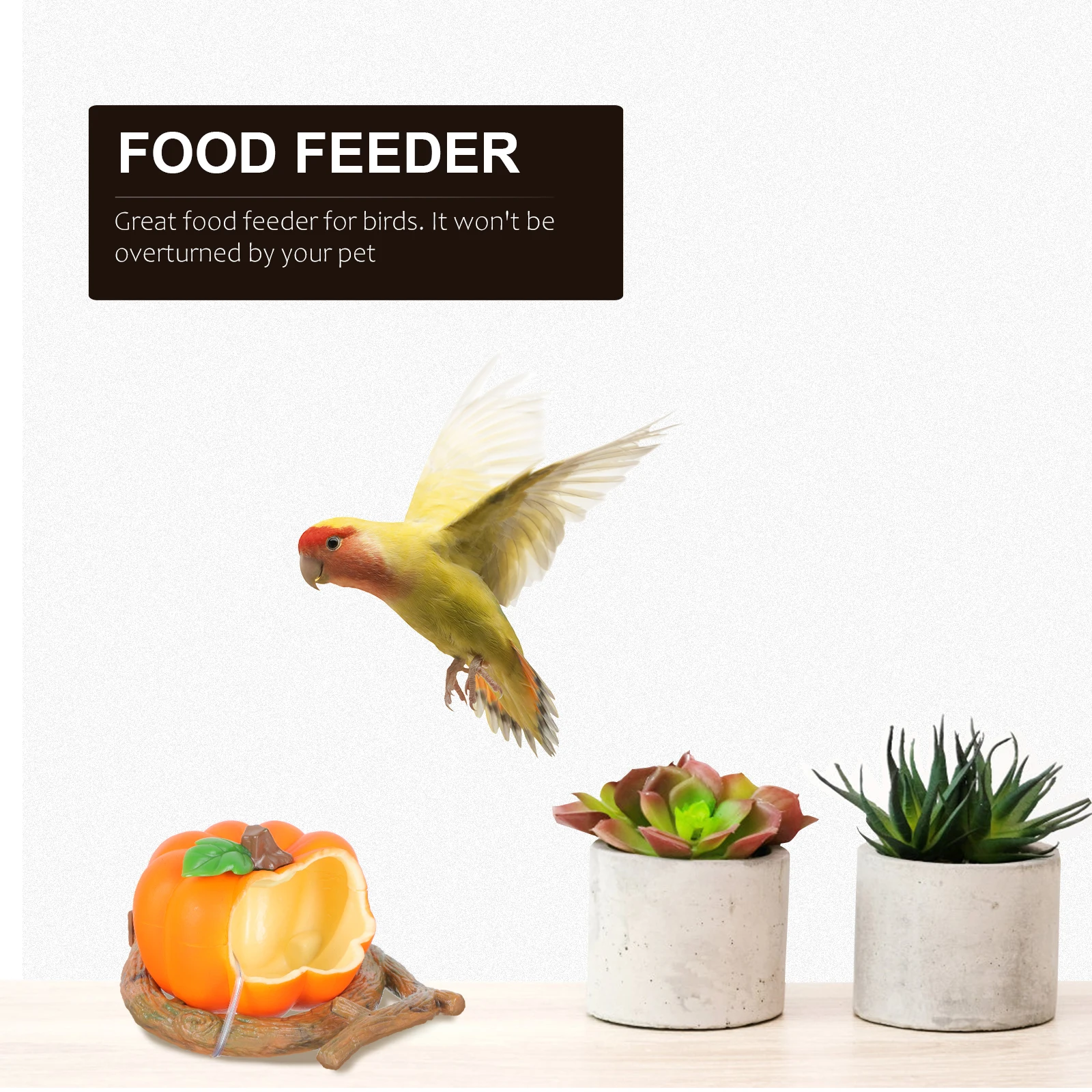 

1Pcs Parrot Feeding Box Fruit Style Design Durable Safe Natural Textures Quick Link Attachment Bird Feeder Plastic Bird Feeder