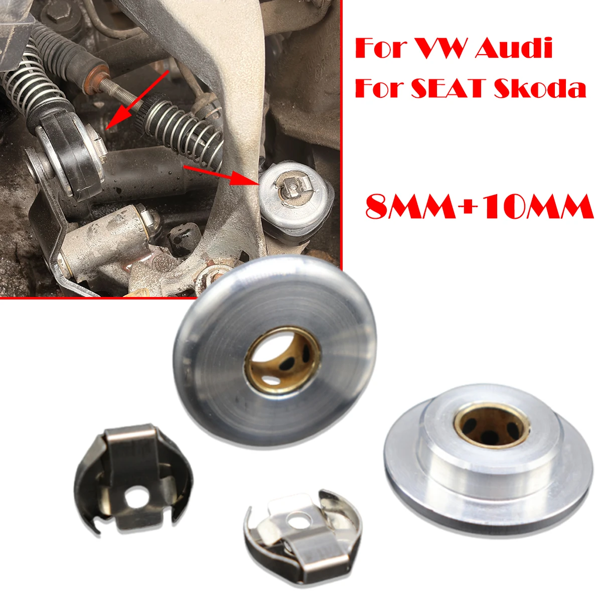 

8/10MM Gear Shift Cable End Rod Linkage Gearbox Shifter Selector lever Pivot Bushing Lock Washer Clip For VW Audi SEAT Skoda