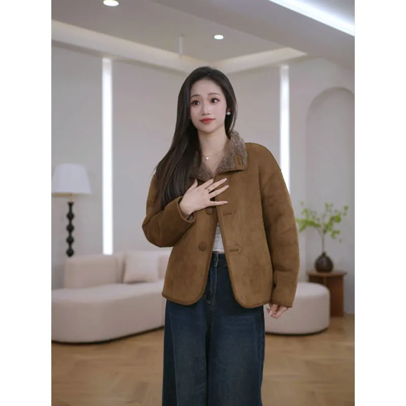 2025 Nuovo cappotto casual double face in lana 100%, cappotto di pelliccia ampio e snellente