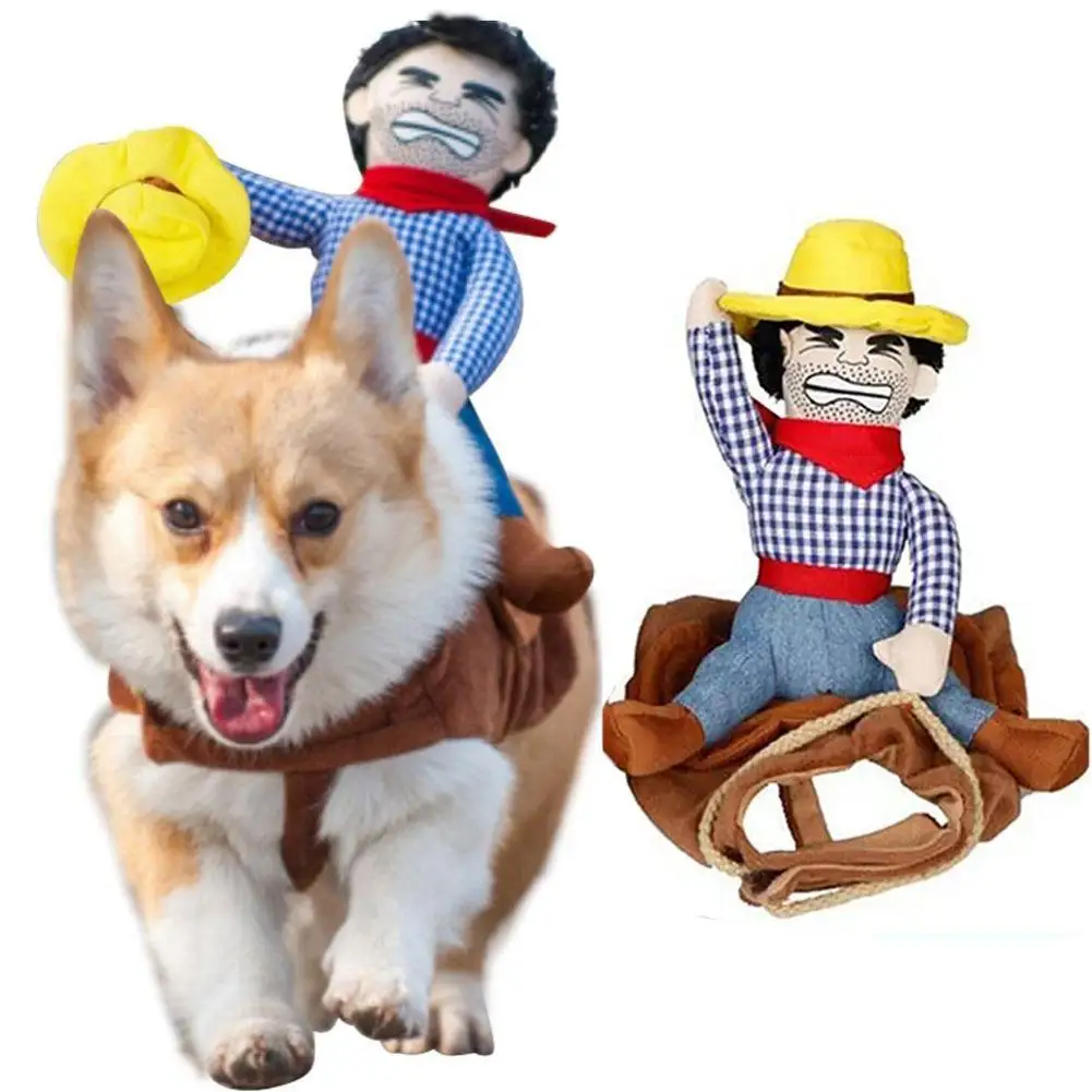 Costume d'Halloween pour Animal de Compagnie, Vêtements Amusants pour Chien Cowboy Rider, Fournitures de Costume de ixG3r9